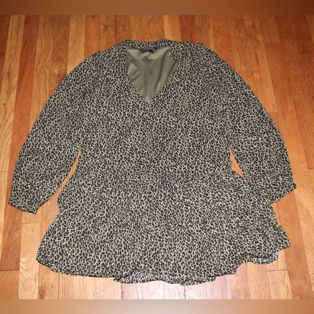 Trixx Green Leopard Dress Women Medium